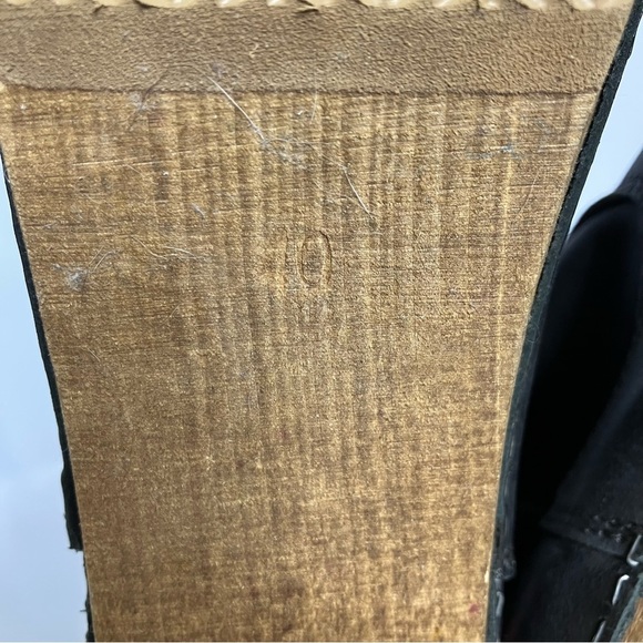 Sanita Juna wooden heel clog boots black leather size 10 pull on boots - Picture 7 of 8